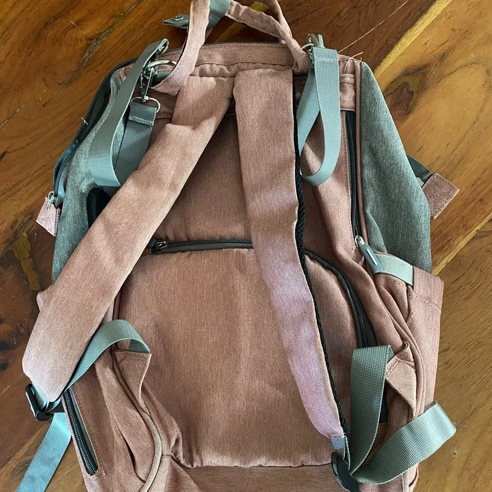 Upsimples Gray and‎ Pink Backpack diaper bag perfect condition